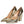 Sergio Rossi Gold Leather Pointed Toe Block Heels Shoes