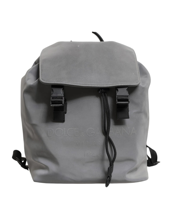 Dolce & Gabbana Gray Palermo Reflector Buckles Drawstring Backpack Bag