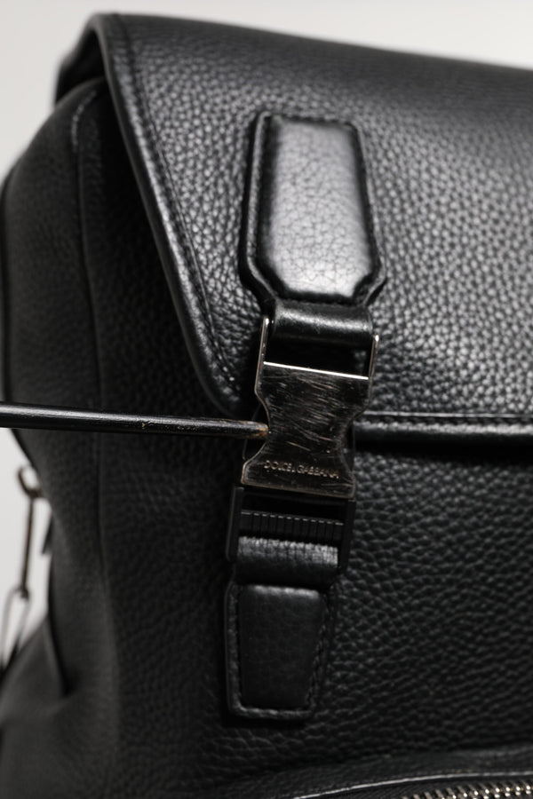 Dolce & Gabbana Black Palermo Backpack Hammered Calfskin Leather Bag
