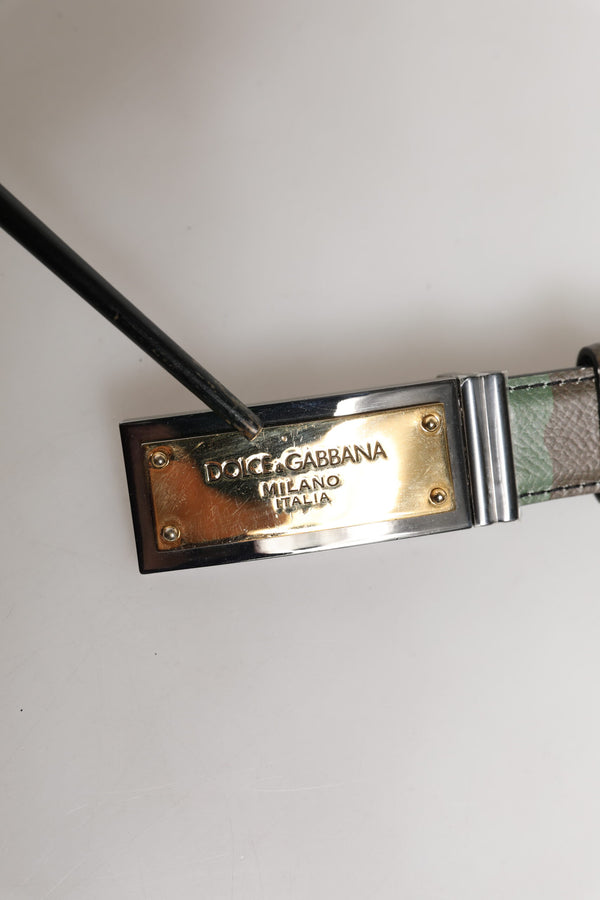 Dolce & Gabbana Multicolor Camouflage Metal Logo Buckle Belt