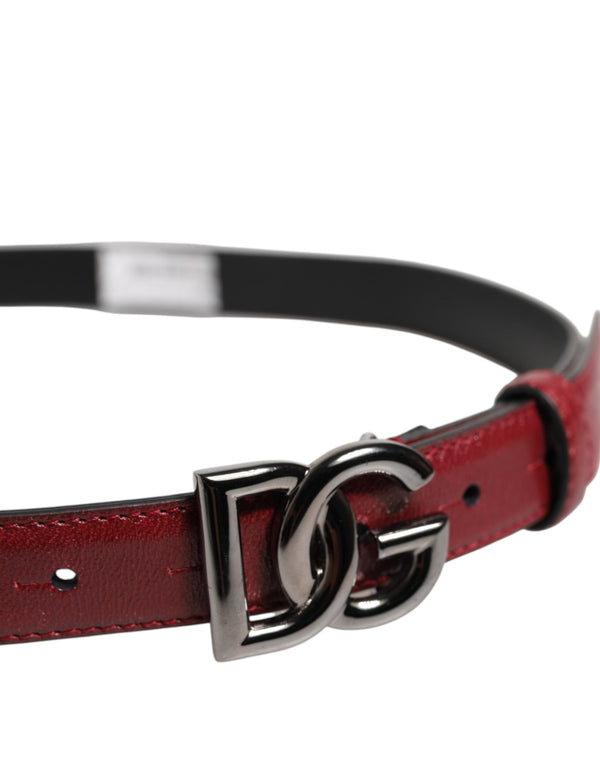 Dolce & Gabbana Red Classic Metal DG Logo Buckle Belt