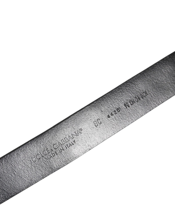 Dolce & Gabbana Black Studded Leather Metal Logo Buckle Belt