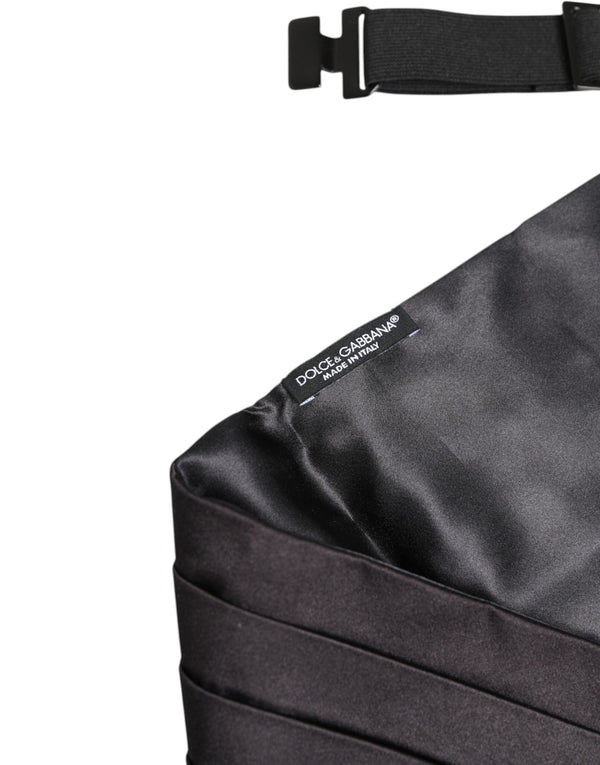 Dolce & Gabbana Black Men 100% Silk Belt Wide Waist Cummerbund