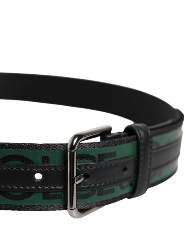 Dolce & Gabbana Green Black Polyester DG Logo Buckle Belt