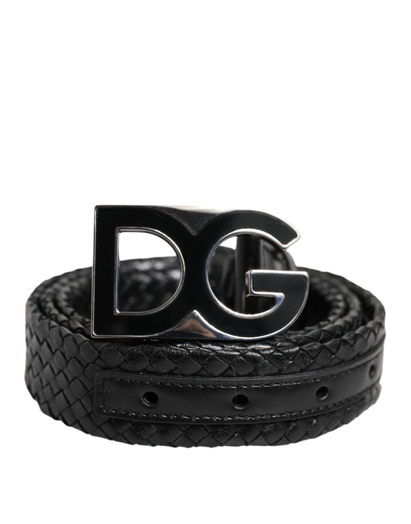 Dolce & Gabbana Black Classic Leather DG Logo Buckle Belt