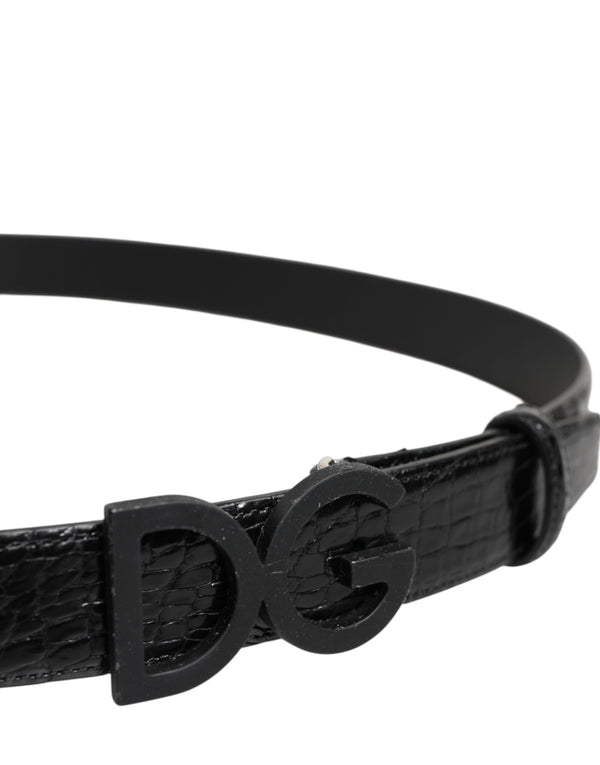 Dolce & Gabbana Black Leather Classic Metal DG Buckle Belt