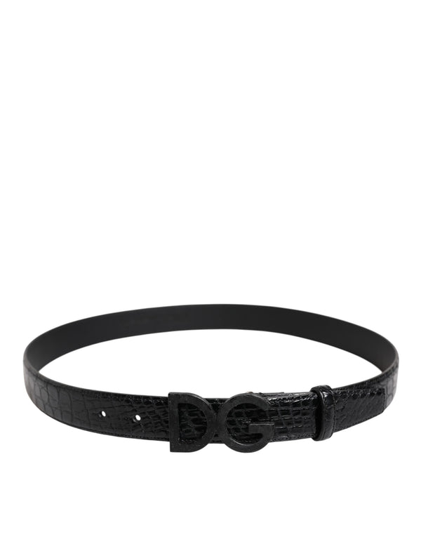 Dolce & Gabbana Black Leather Classic Metal DG Buckle Belt