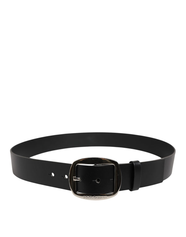 Dolce & Gabbana Black Leather Classic Metal Buckle Belt