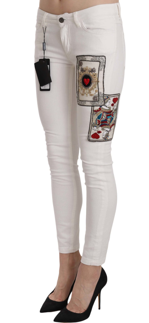 Dolce &amp; Gabbana Queen Of Hearts Crystal Skinny -farkut