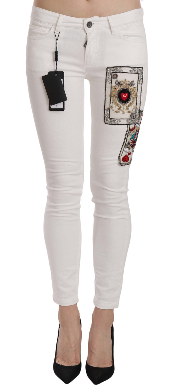 Dolce &amp; Gabbana Queen Of Hearts Crystal Skinny -farkut