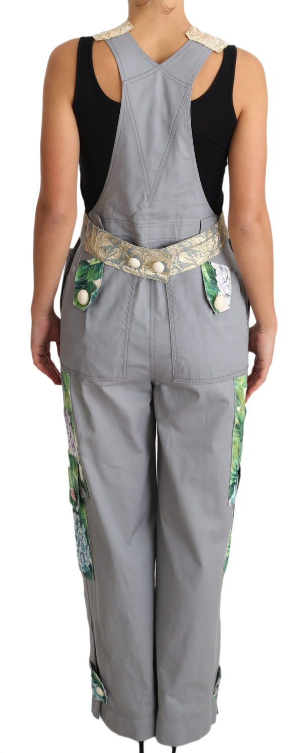 Dolce &amp; Gabbana Grey Overall Farkut Harmaa Denim Crystal Hortensia