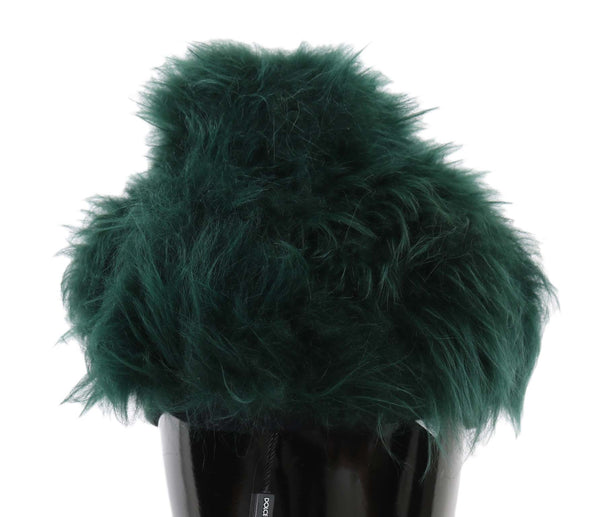 Dolce &amp; Gabbana Green Fur DG -logolla brodeerattu Cloche-hattu