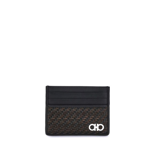 Ferragamo Woven Gancini Card Holder