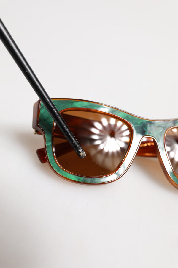 Dolce & Gabbana Green Brown Marbled Acetate DG4379-F Eyewear Sunglasses