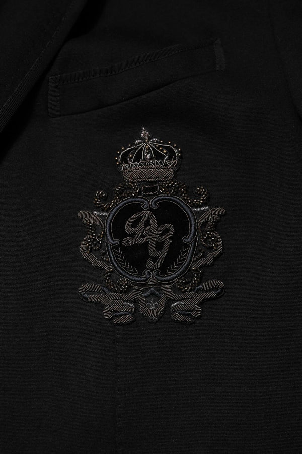 Dolce & Gabbana Black Viscose DG Crown Blazer Coat Jacket