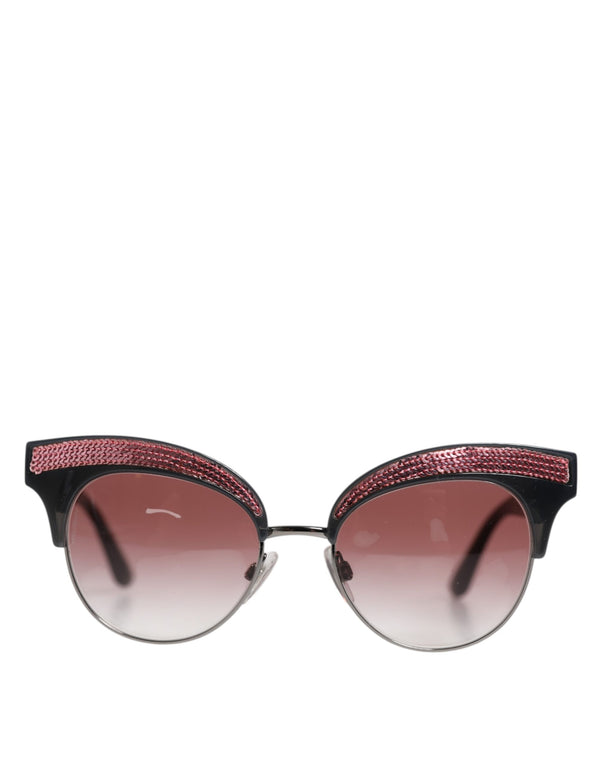 Dolce & Gabbana Black Pink Mirrored Cat Eye DG6109 Sequined Sunglasses