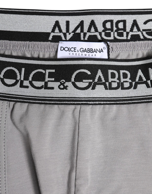 Dolce & Gabbana Gray Cotton Stretch Regular Boxer Underwear