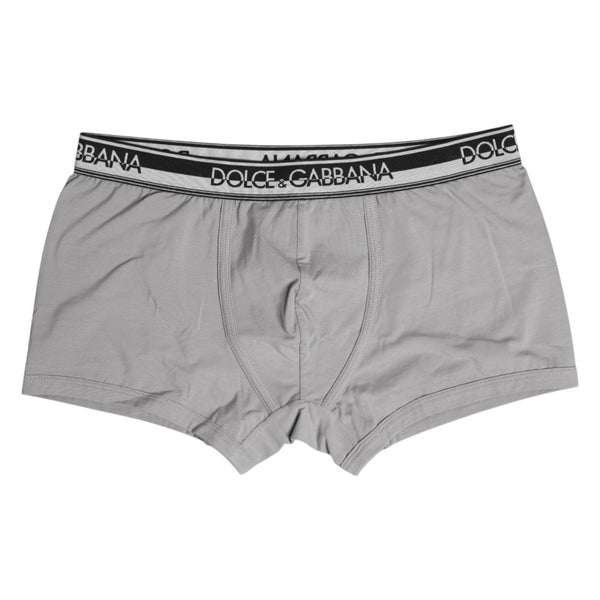 Dolce & Gabbana Gray Cotton Stretch Regular Boxer Underwear