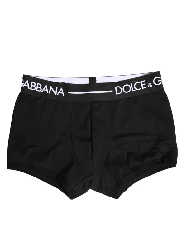 Dolce & Gabbana Black Cotton Stretch Regular Boxer Underwear