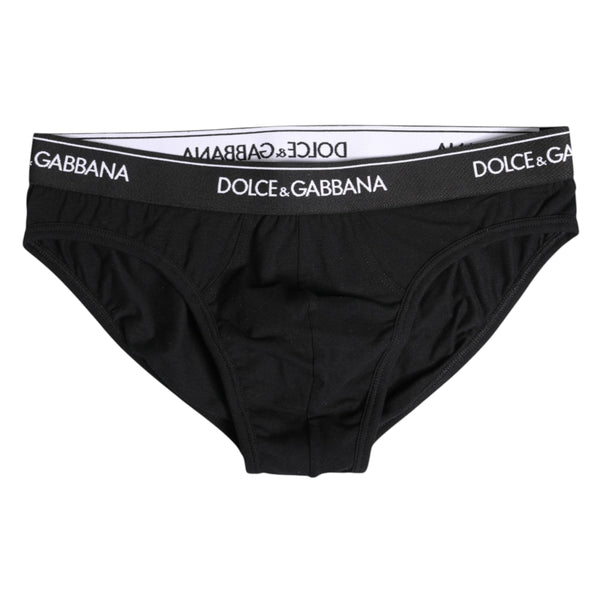 Dolce & Gabbana Black Cotton Stretch Regular Brief Underwear