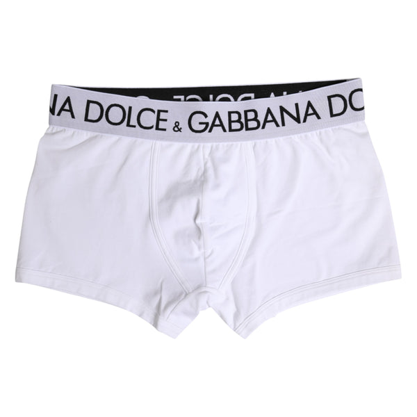 Dolce & Gabbana White Cotton Stretch Regular Boxer Underwear