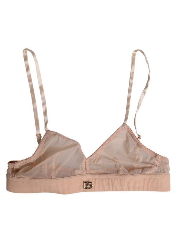 Dolce & Gabbana Powder Pink Nylon DG Logo Non Wire Bra Underwear