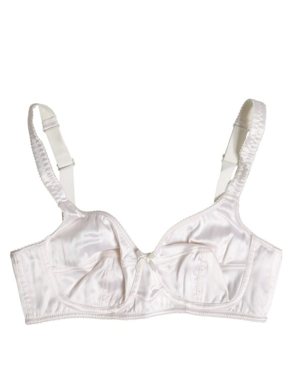Dolce & Gabbana White Silk Balconette Non Wire Bra Underwear