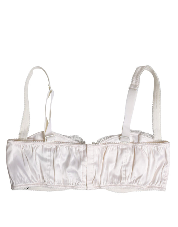 Dolce & Gabbana White Silk Underwired Balconette Bra Underwear