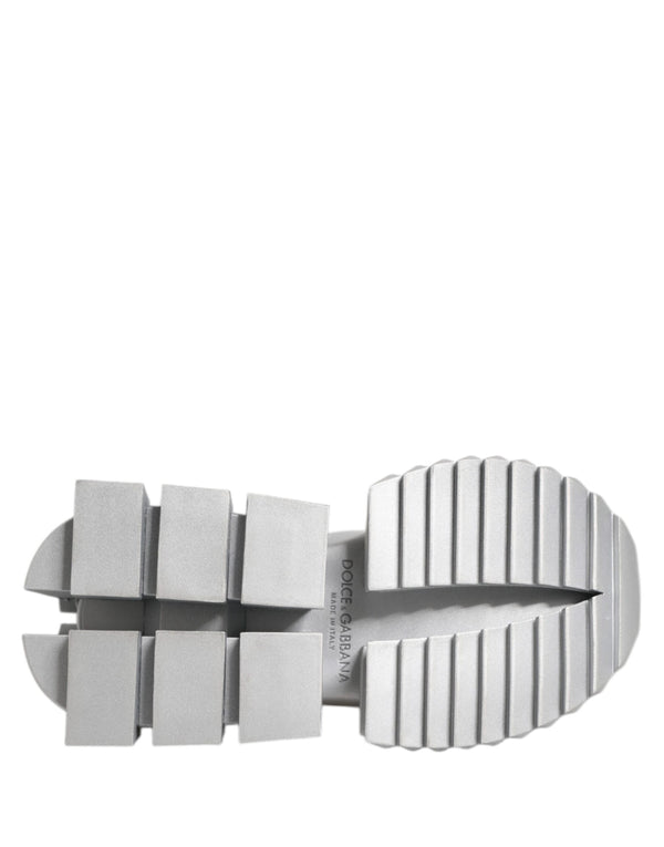 Dolce & Gabbana Silver Leather Super Queen Sneakers Shoes