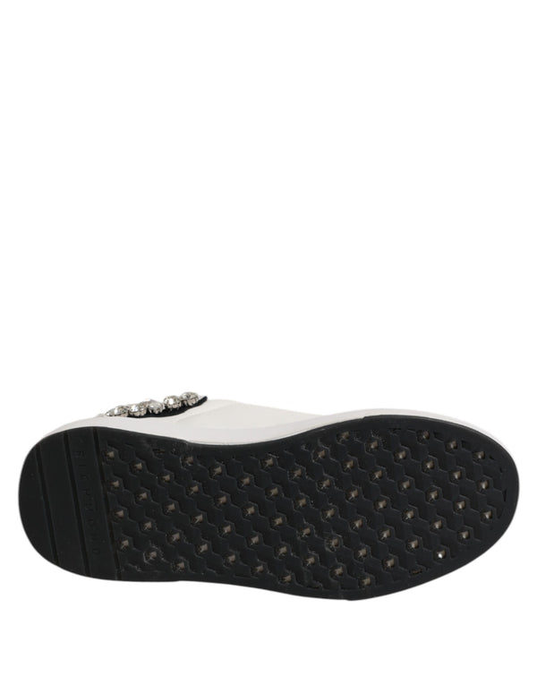 John Richmond White Rhinestone Embellished Sneakers Shoes