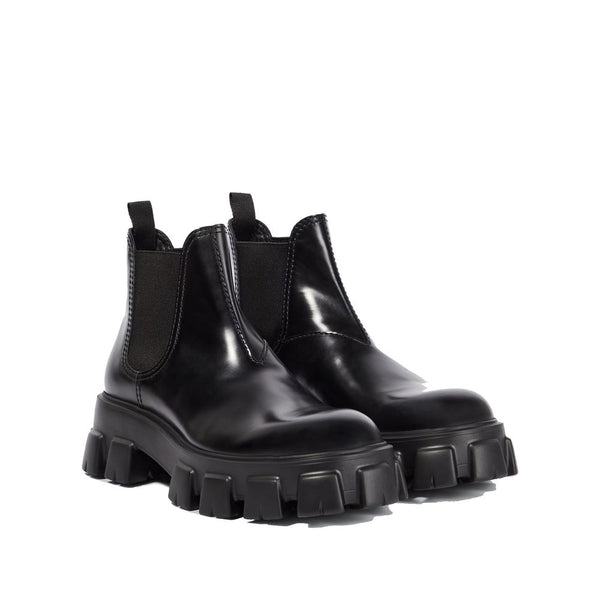 Prada Monolith Leather Ankle Boots
