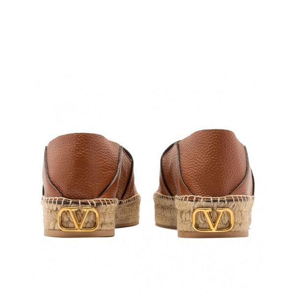 Valentino Garavani Logo-Plaque Leather Espadrilles