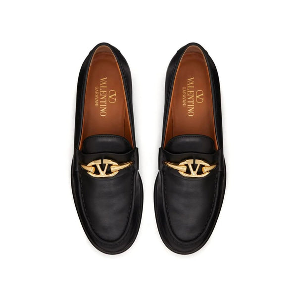 Valentino Garavani V-Logo Moon Leather Loafers