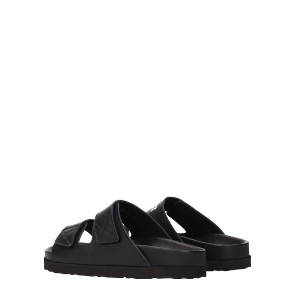 Palm Angels Black Leather Slippers Sandals