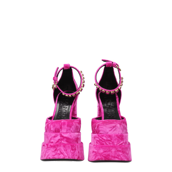 Versace Pink Velvet Platforms