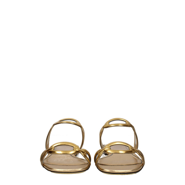 Valentino Garavani Gold Leather Slippers Sandals