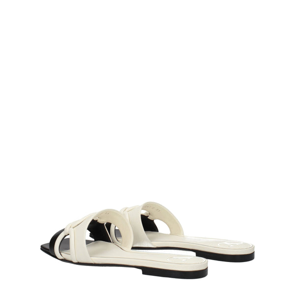 Valentino Garavani Black Leather Slippers Sandals