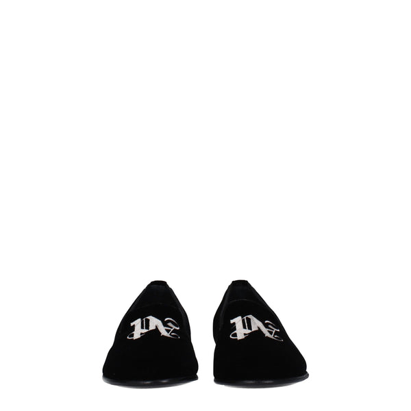 Palm Angels Black Velvet Slip-On Loafers