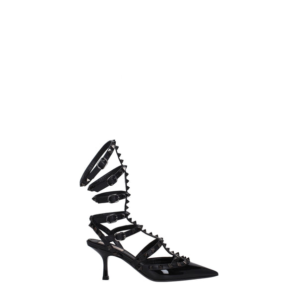 Valentino Garavani Black Leather Stiletto Heels Sandals