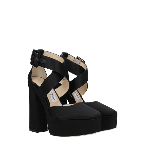 Jimmy Choo Black Satin Platforms