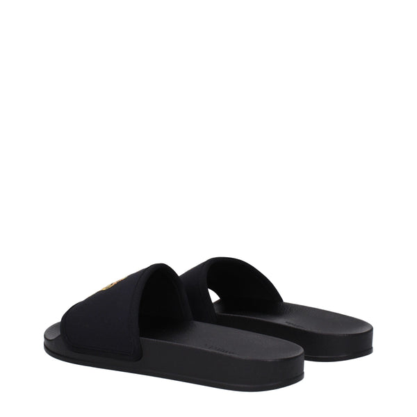 Palm Angels Black Fabric Slippers Sandals