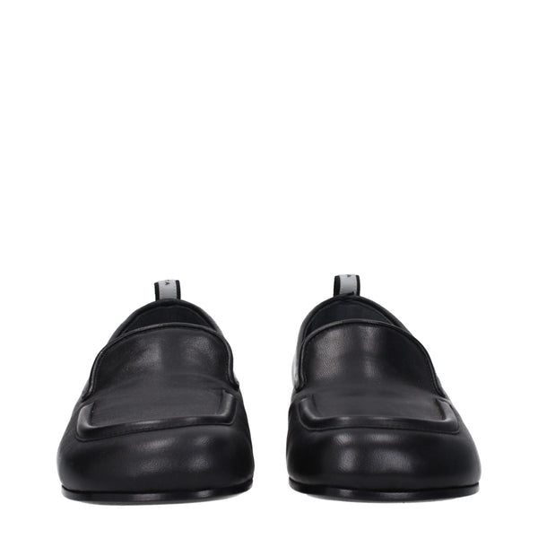 Premiata Black Leather Slip-On Loafers