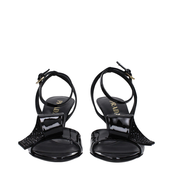 Prada Black Leather Stiletto Heels Sandals