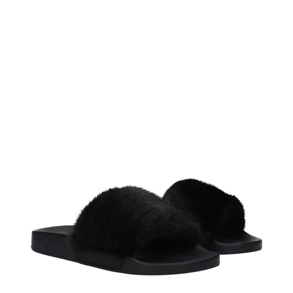 Givenchy Black Cotton Slippers Sandals