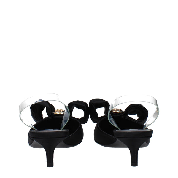 Versace Black Satin Flat Sandals