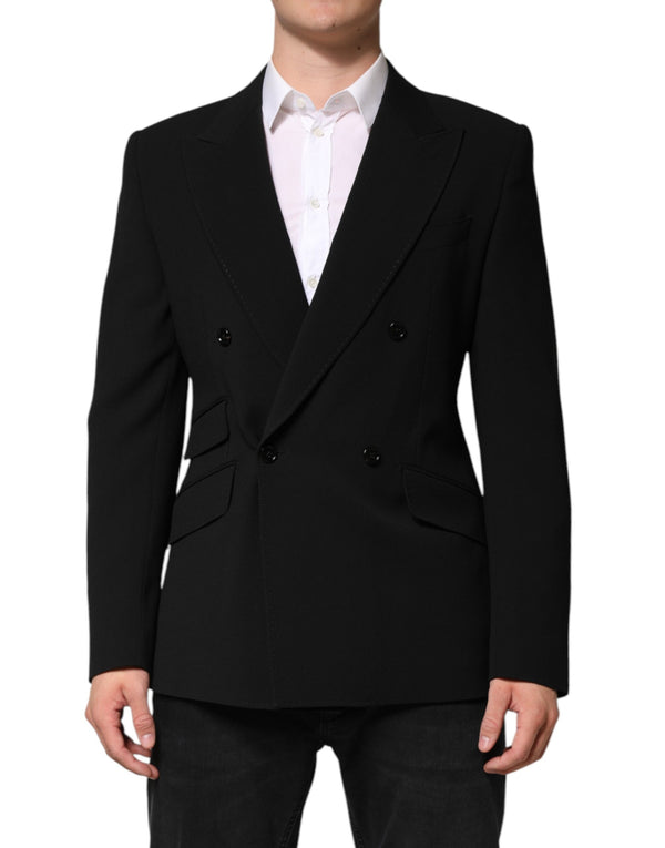 Dolce & Gabbana Black SICILIA Double Breasted Coat Blazer