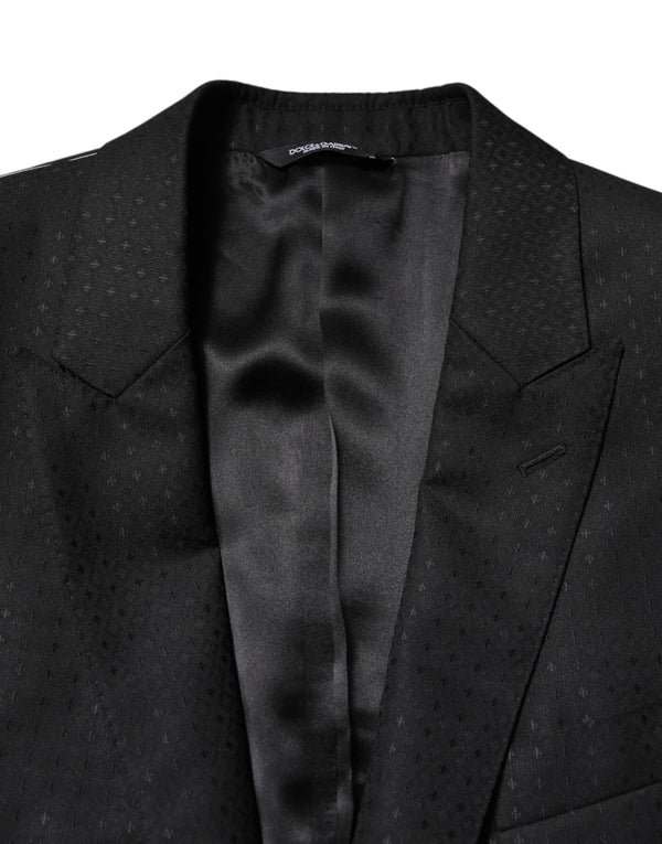 Dolce & Gabbana Black Jacquard Single Breasted 2 Piece Suit