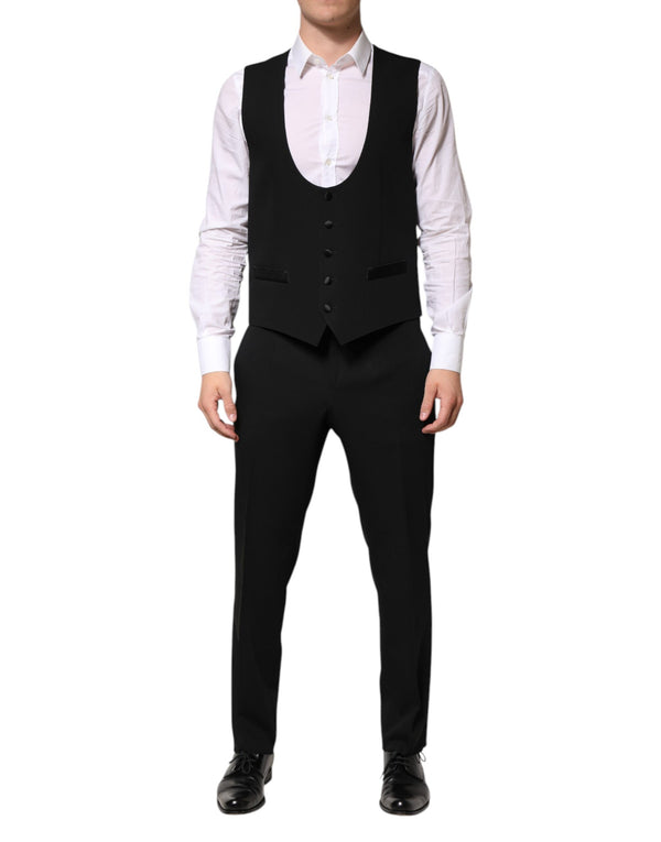 Dolce & Gabbana Black Wool 3 Piece Single Breasted Suit