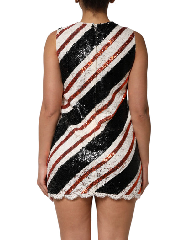 Dolce & Gabbana Multicolor Sequin Embellished Shift Dress