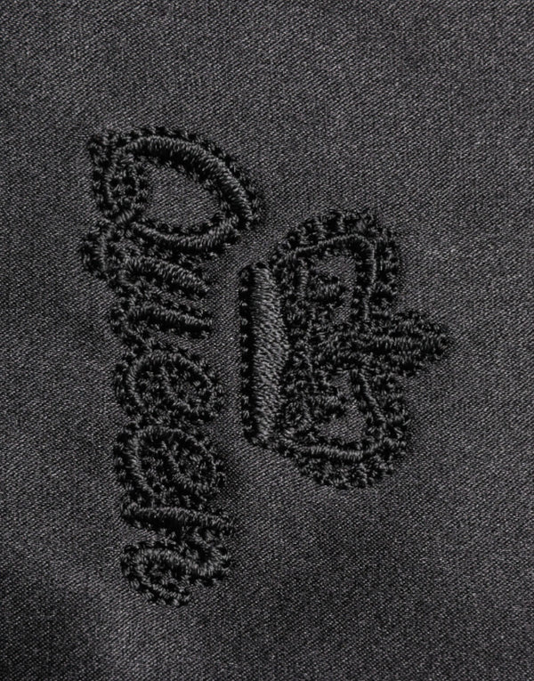 Dolce & Gabbana Black Silk Ascot Collared Button Blouse Top